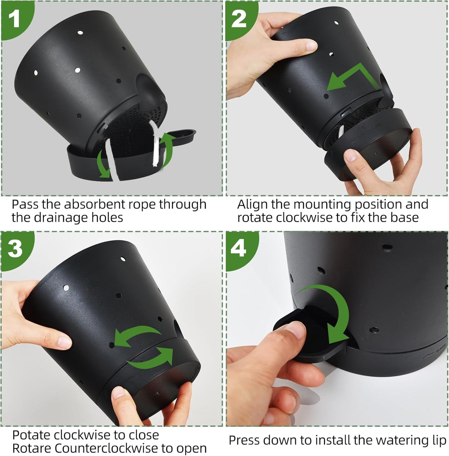 Orchid Pots with Holes, 6 Inch Self Watering Orchid Pot 2 Pack Plastic Plant Pots for Orchid, Flower (Black)