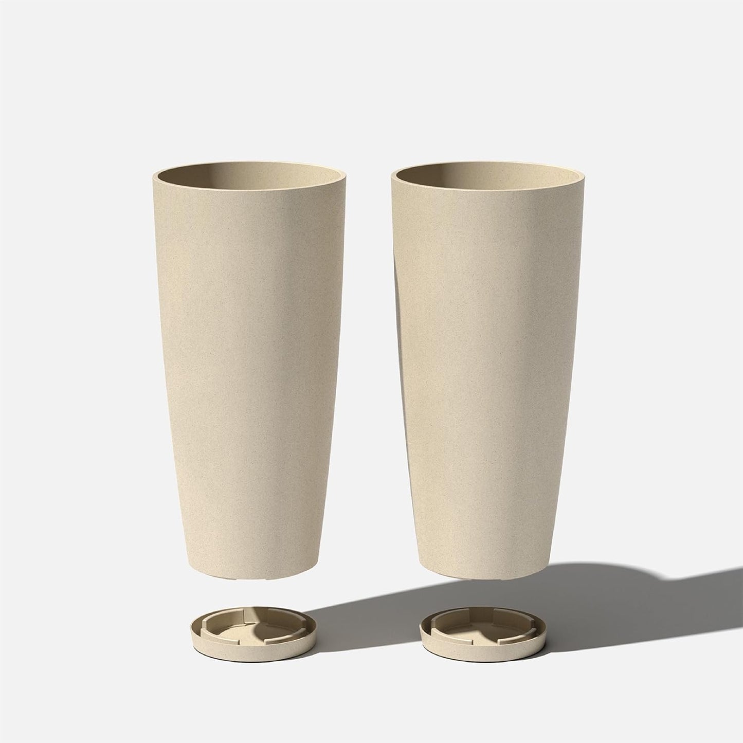 Veradek Vega Round Tall Planter Pots for Indoor/Outdoor Use | Made from Plastic - Stone Mix with Drainage Holes | Perfect for Small to Large Succulent Plants, Flowers, Modern Interior Plants