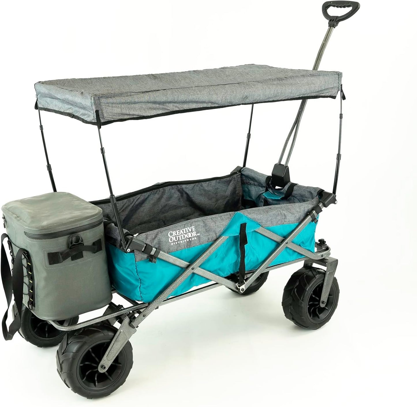 Creative Outdoor Push Pull Stroller Wagon, Beach Hauler XXL with Canopy, Collapsible and Portable Heavy Duty Folding Cart, Supports up to 200lbs Weight Capacity, Giant 10" Wheels
