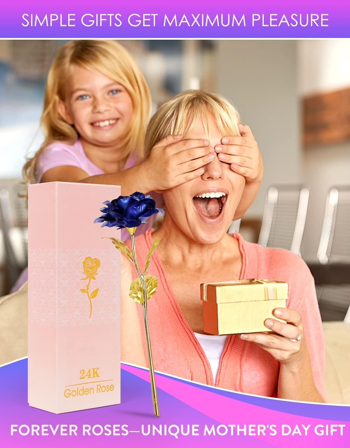 Mothers Day Mom Gifts for Women Birthday Gifts for Women Galaxy Rose Glass Flowers Forever Eternal Roses Artificial Flowers Gifts for Grandma Wife Daughter