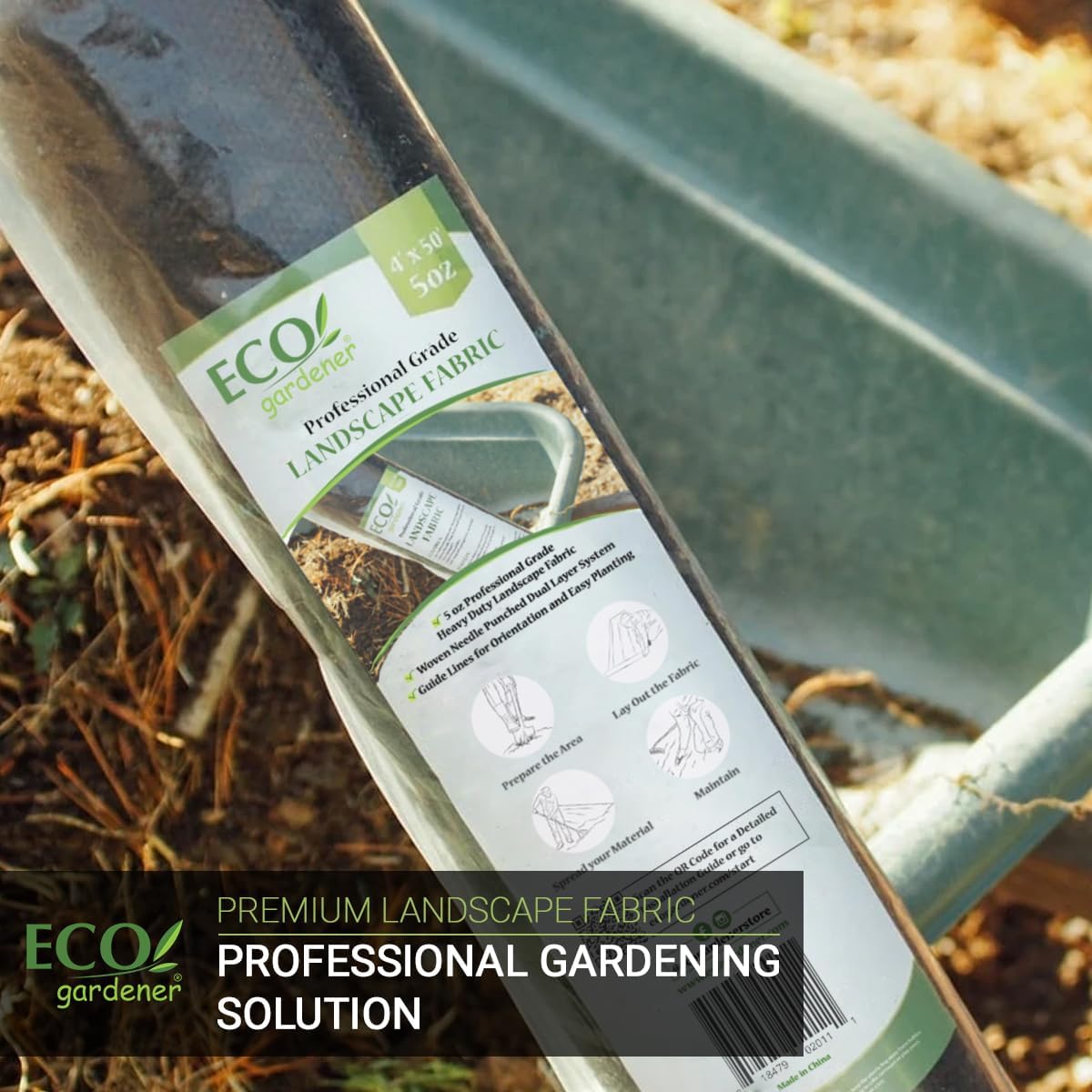 ECOgardener Premium 5oz Landscape Fabric, 4ft x 250ft Pro Garden Weed Barrier - Durable & Heavy Duty Weed Block Gardening Mat, Easy Setup & Superior Weed Control, Eco-Friendly & Convenient Design