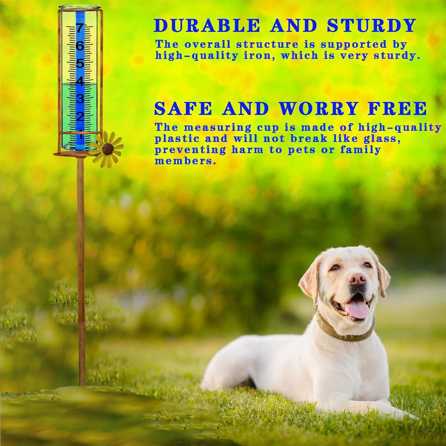Rain Gauge Outdoor, Freeze Proof Rain Gauges Outdoors Best Rated,7" Capacity Detachable Rain Guage with Stake for Yard,Lawn & Garden,Large Clear Number and Scale Rain Measure Gauge,Rain Water Meter