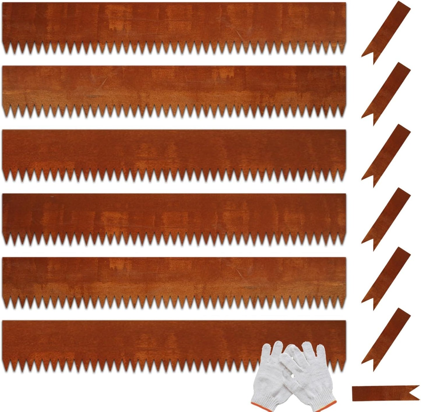 Corten Steel Landscape Edging, 40" L x 6" H, 15 GA Thickness, 6 Pack + 7 Stakes, Enhance Garden, Yard, Park, Lawn, Plants & Vegetables w/Long-Lasting Rust-Finish Cor-Ten Edging