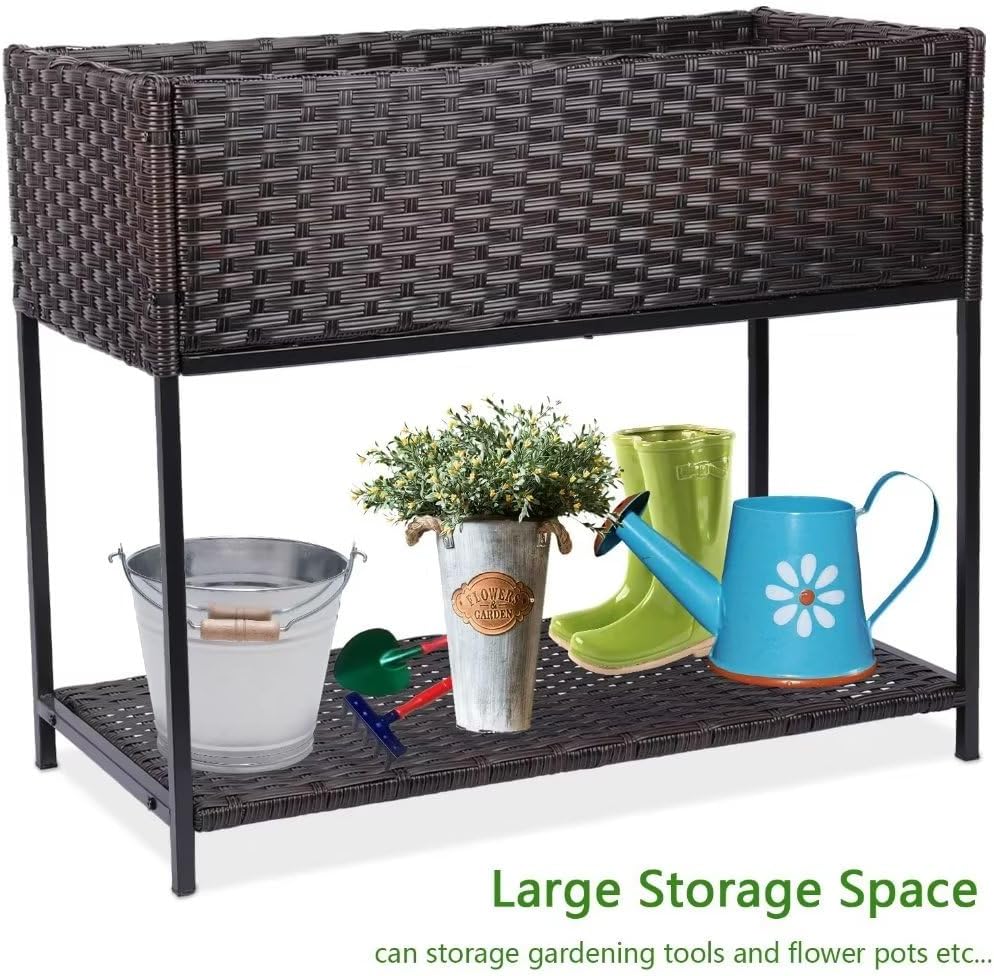 WONDER GARDEN Raised Garden Bed-Planter Box - Elevated Raised Garden Beds Outdoor with Legs & Storage Shelf for Vegetables Flower Herb Backyard Patio