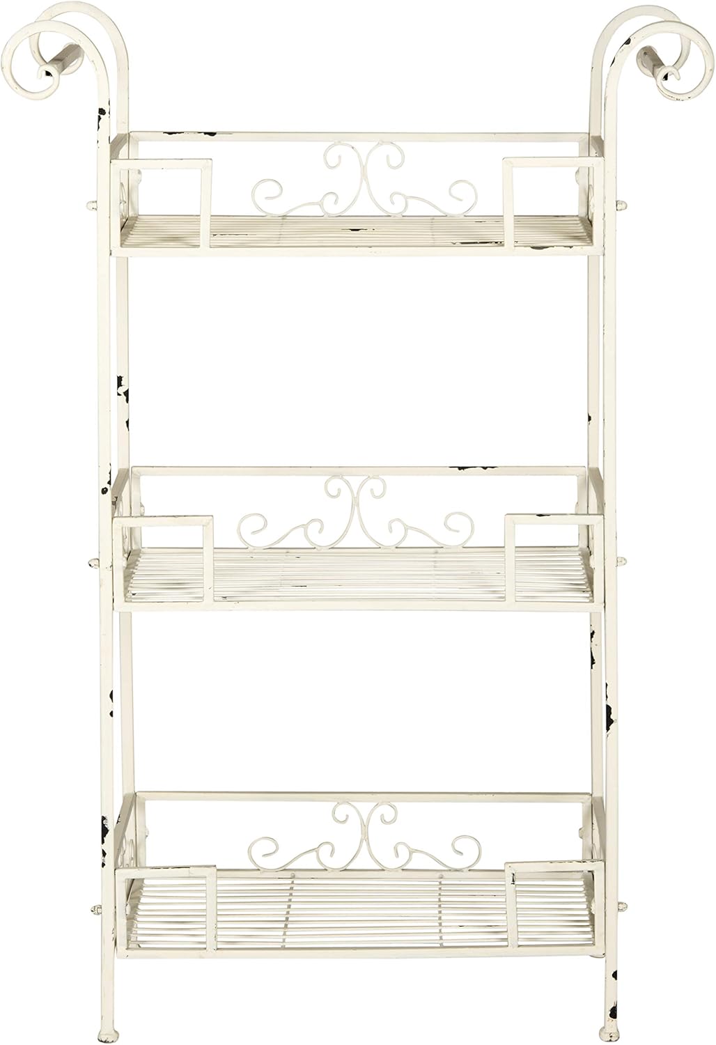 SAFAVIEH Outdoor Collection Noreen Antique White 3 Tier Shelf