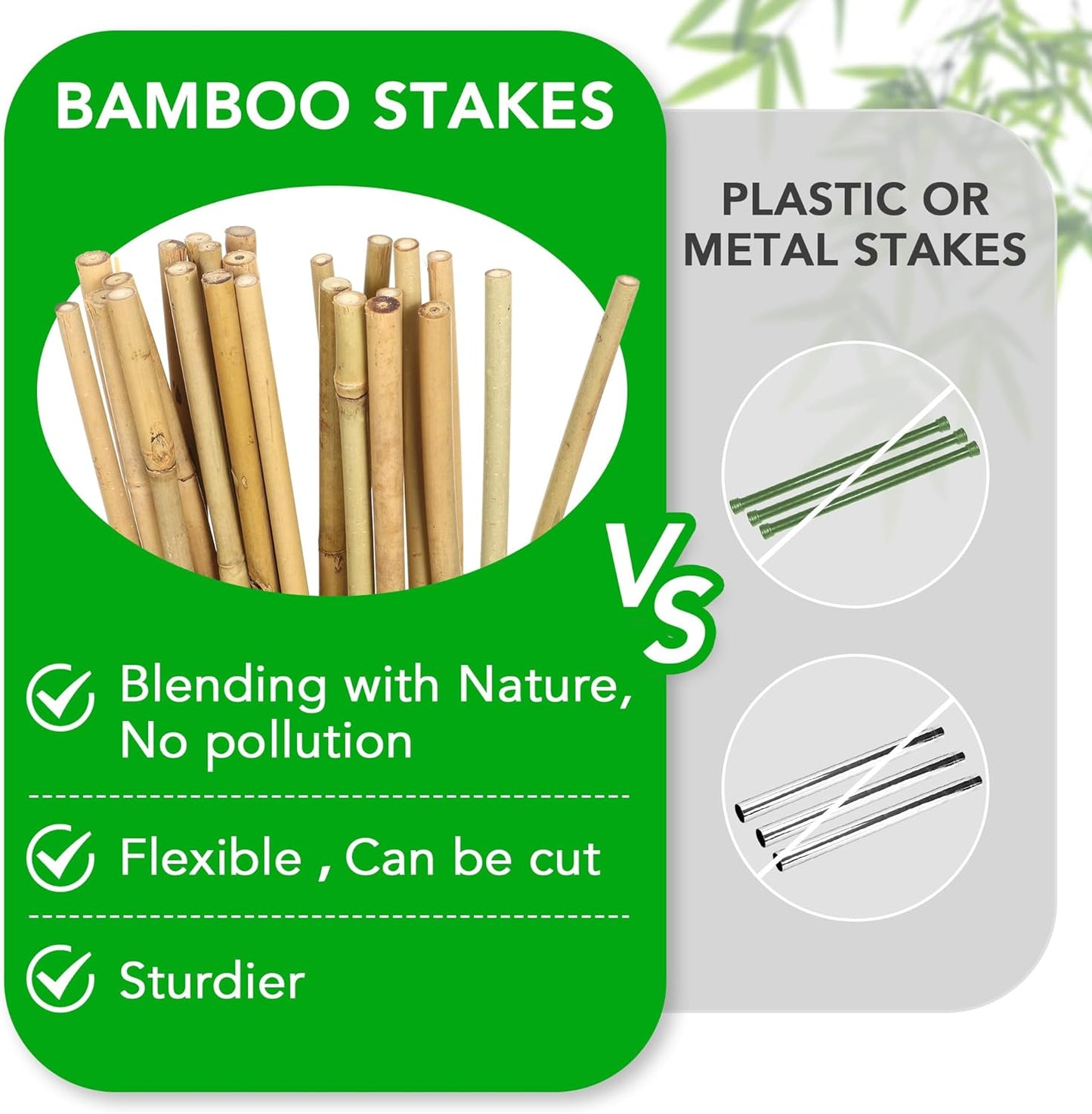 SWANGSA 40 Pack Bamboo Stakes for Plant 6 Feet,Bamboo Sticks Garden Plant Support Stakes Poles with 200pcs Twist Ties for Tomatoes, Beans, Flowers, Trees, Indoor and Outdoor Climbing Plants