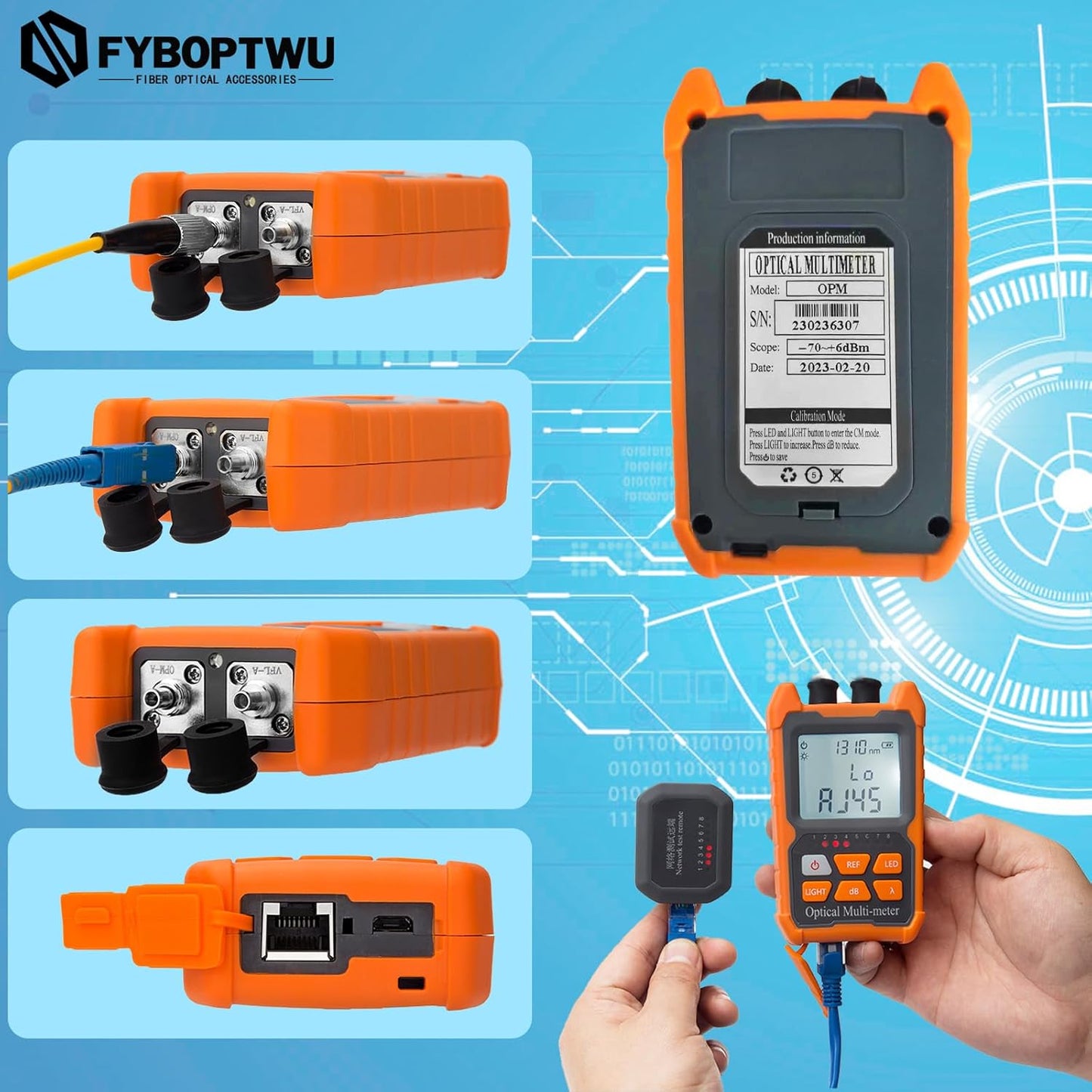 4 in 1 Function Fiber Optic Tester Portable Optical Power Meter (FC/SC/ST) & VFL 2mw Visual Fault Locator & LED, OPM & VFL, Range: (-70) dBm ~ (+6) dBm, 1pc