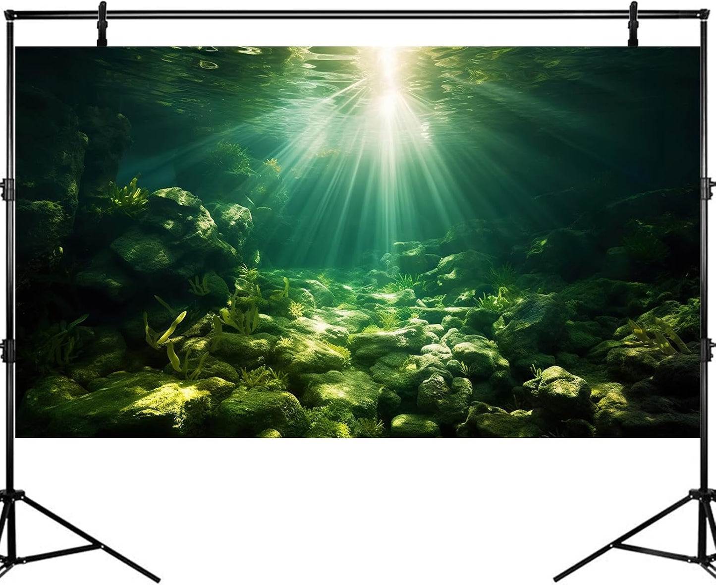 Underwater Sunray Aquarium Background Deep Ocean Rock Cave Fish Tank Background Under The Sea Coral Reef Aquarium Backgrounds Ocean Floor Tropical Fish Terrarium Backgrounds 30x12in