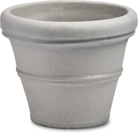 Crescent Garden Brunello Classic Rolled Rim Planter Pot, Indoor/Outdoor Weather-Safe Round Plant Pot, 16'' (Weathered Concrete)