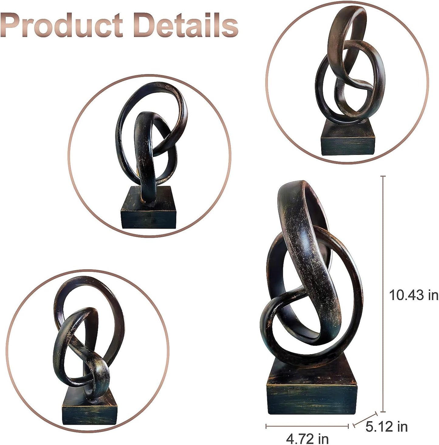 aboxoo Modern Abstract Mobius Band Statue Knot Sculptures Home Decor, Abstract Statues,Coffee Table Decor for Living Room,Office Desk Figurines and Kitchen Decorations(Bronze)