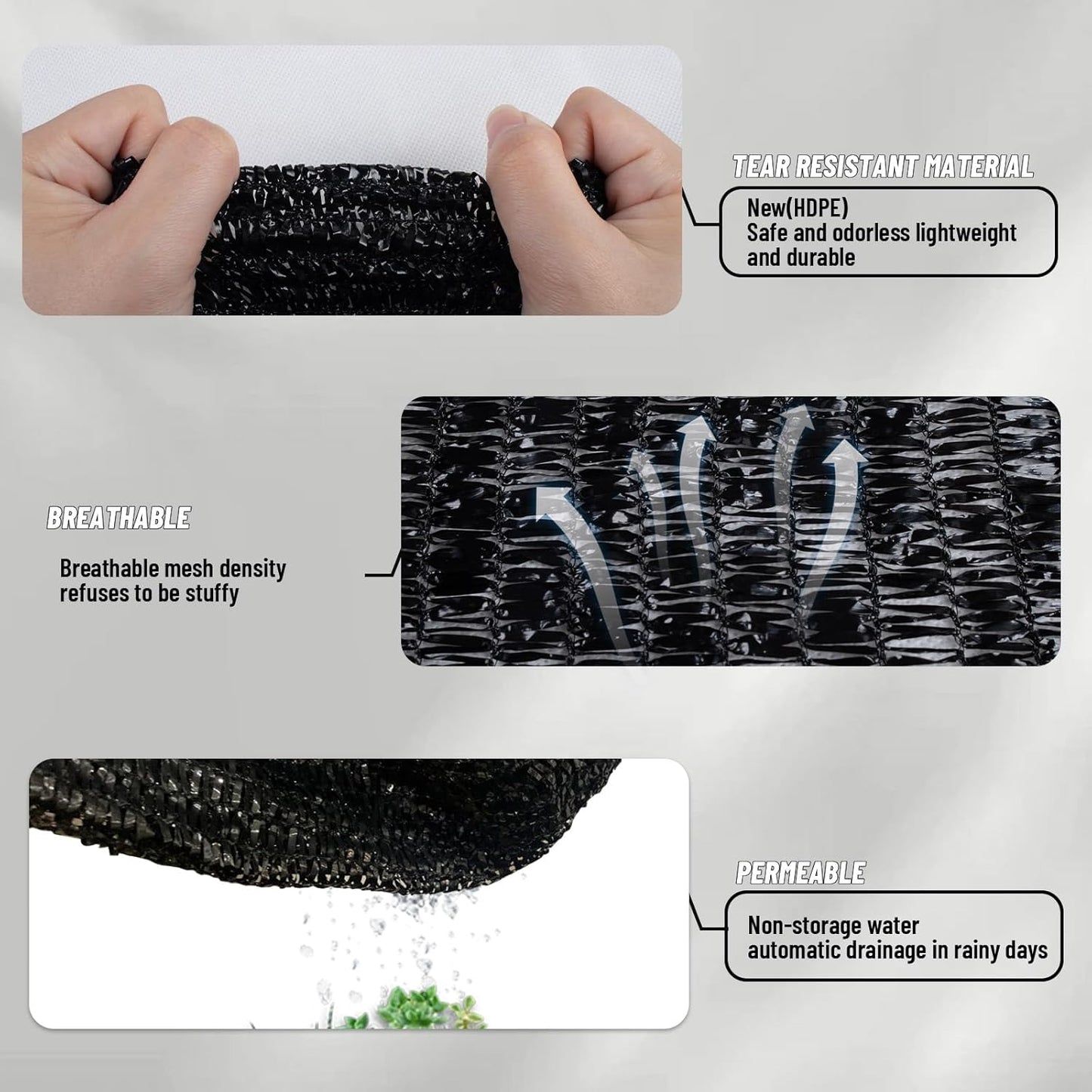 LOVE STORY 6.5x6.5FT 70% Black Shade Cloth Sun Shade Net with Grommets Sunblock Net Mesh Tarp for Garden,Plants Cover,Greenhouse and Patio