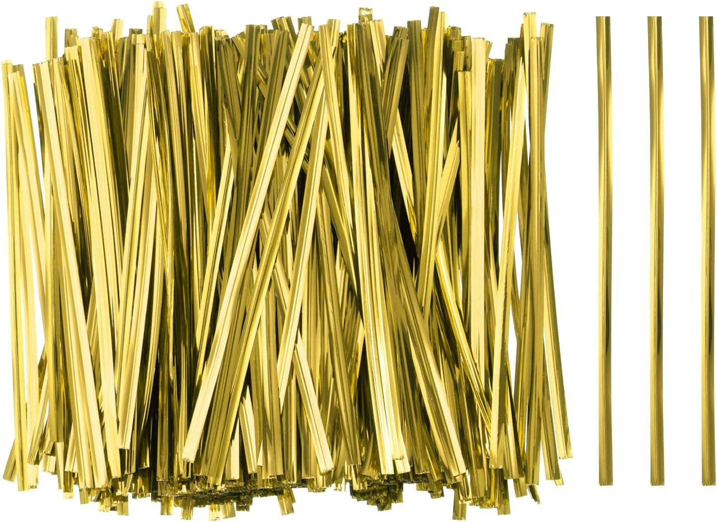 HARFINGTON 800pcs Bag Twist Ties 4.7" Reusable Plastic Metallic Twist Ties Wire Cable Ties for Party Bread Candy Cake, Gold Tone