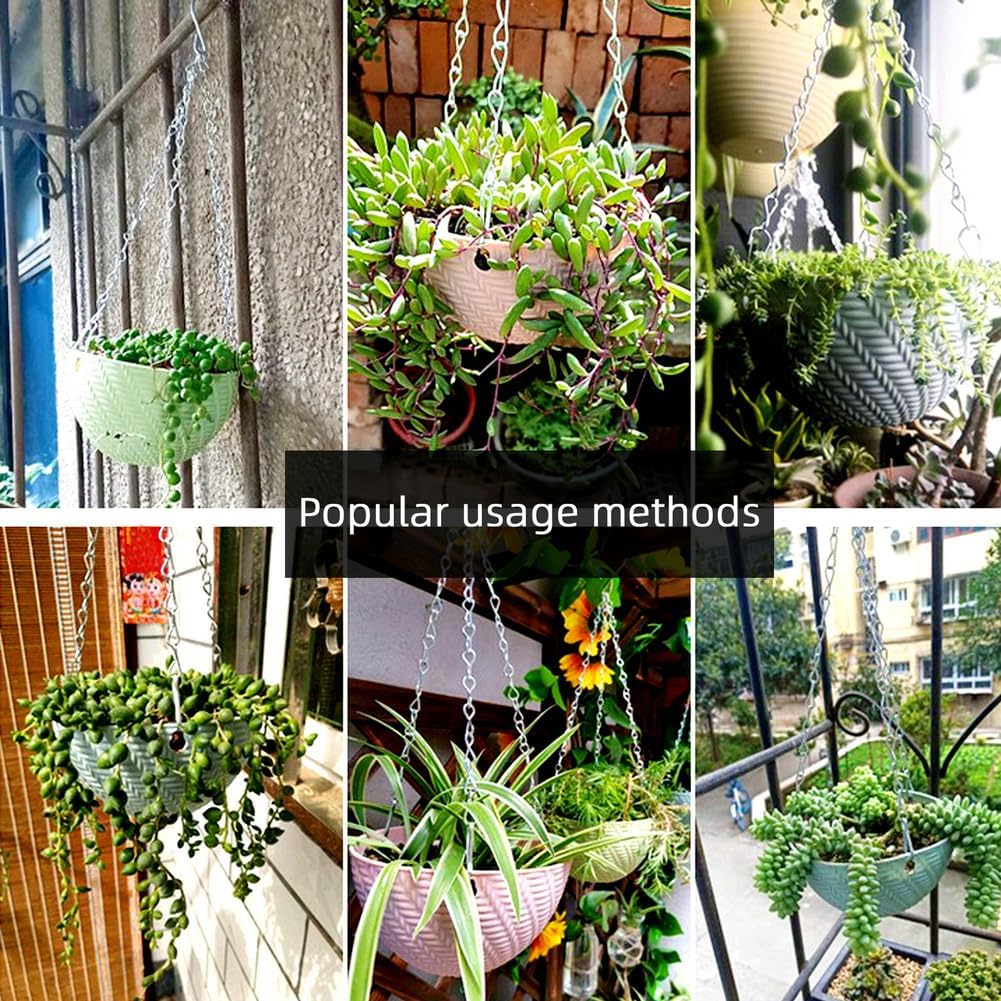 YINGFENG 197 Inch DIY Silver Hanging Basket Chains, Adjustable Length, Decorative Metal Chain with Hooks for Hanging Bird Feeders, Planters, Ornaments