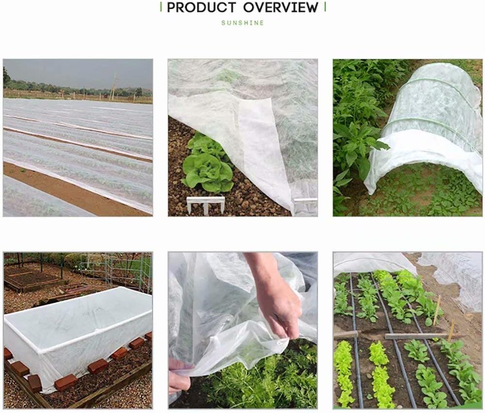 Agfabric Plant Covers Freeze Protection 10'x50' 0.9oz Frost Blankets for Plants Drawstring Bags Shrub Jacket Warm Protection,White