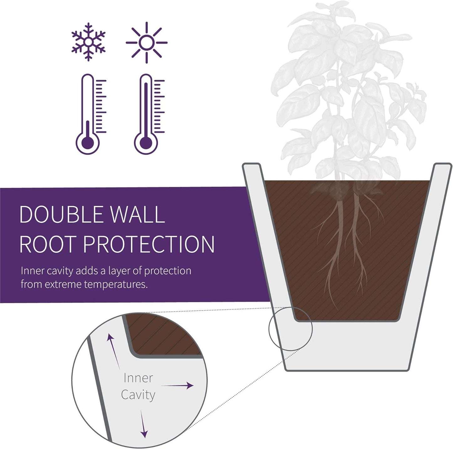 Crescent Garden Madison Planter– Weather-Resistant, Double Walled Indoor/Outdoor Plant Pot with Drain Hole – Large Plastic Plant Pot, 26" W (Mocha)