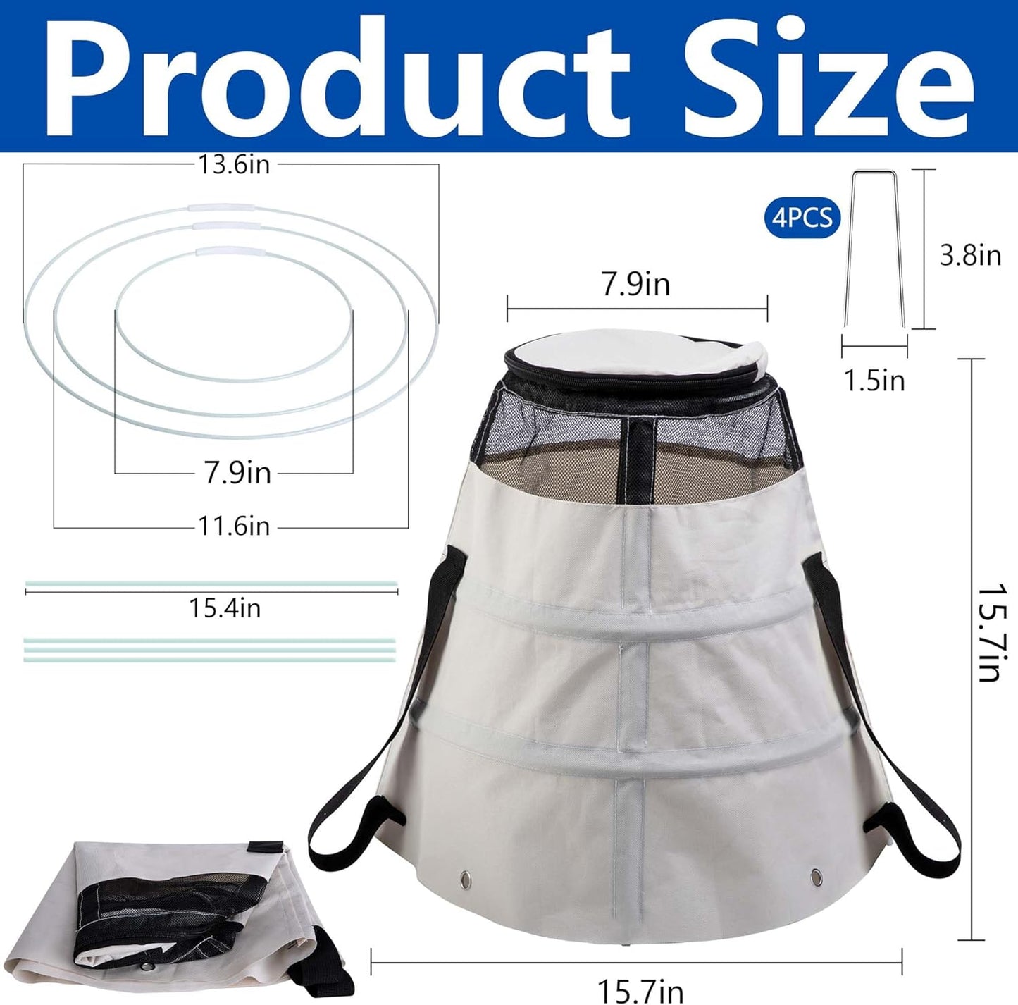 Winter Rose Protective Cover, 600D Winter Rose Cones Protection with Stakes, Reusable Freeze Protection Roses Collar for Protecting Outdoor Plants from Wind Frost Animal Eating