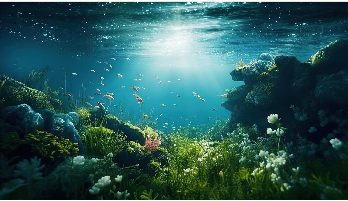 Underwater Aquarium Background Under The Sea Fish Tank Background Ocean Floor Green Aquatic Plants Aquarium Backgrounds Deep Sea Sunray Tropical Fish Aquarium Tank Backgrounds 24x12in