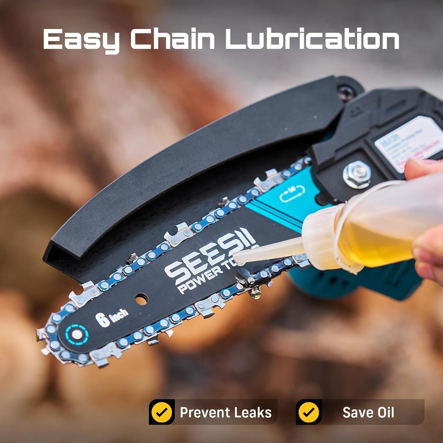 Seesii Mini Chainsaw, 6-inch Mini Chainsaw Cordless, Handheld Electric Power Chain Saw with Battery, for Tree Trimming Wood Cutting,Gifts for Father, Dad, Husband, Men