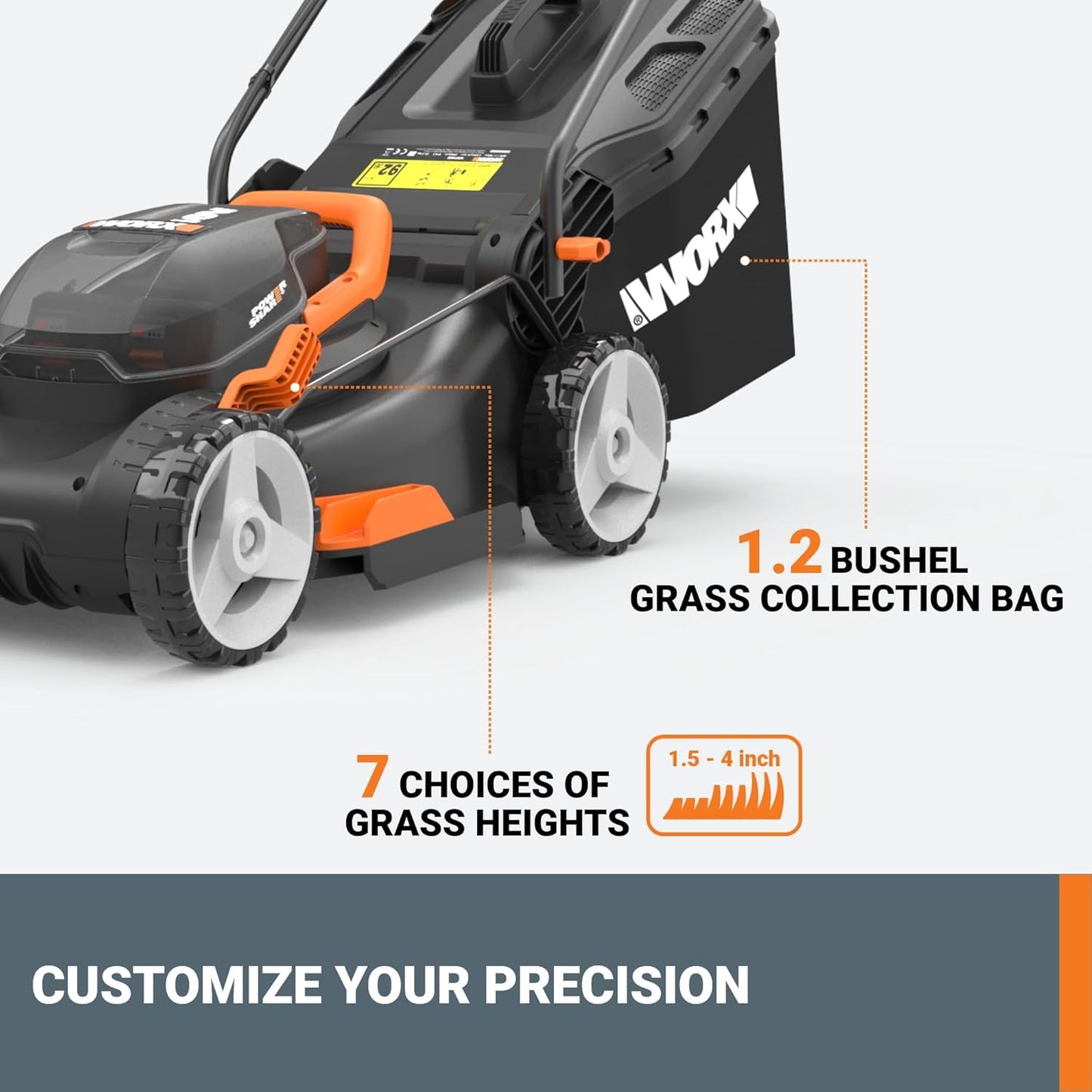 WORX 40V 17" Cordless Lawn Mower for Small Yards, 2-in-1 Electric Mower Cuts Quiet, Compact & Lightweight Push Lawn Mower with 7-Position Height Adjustment – 2 Batteries & Charger Included