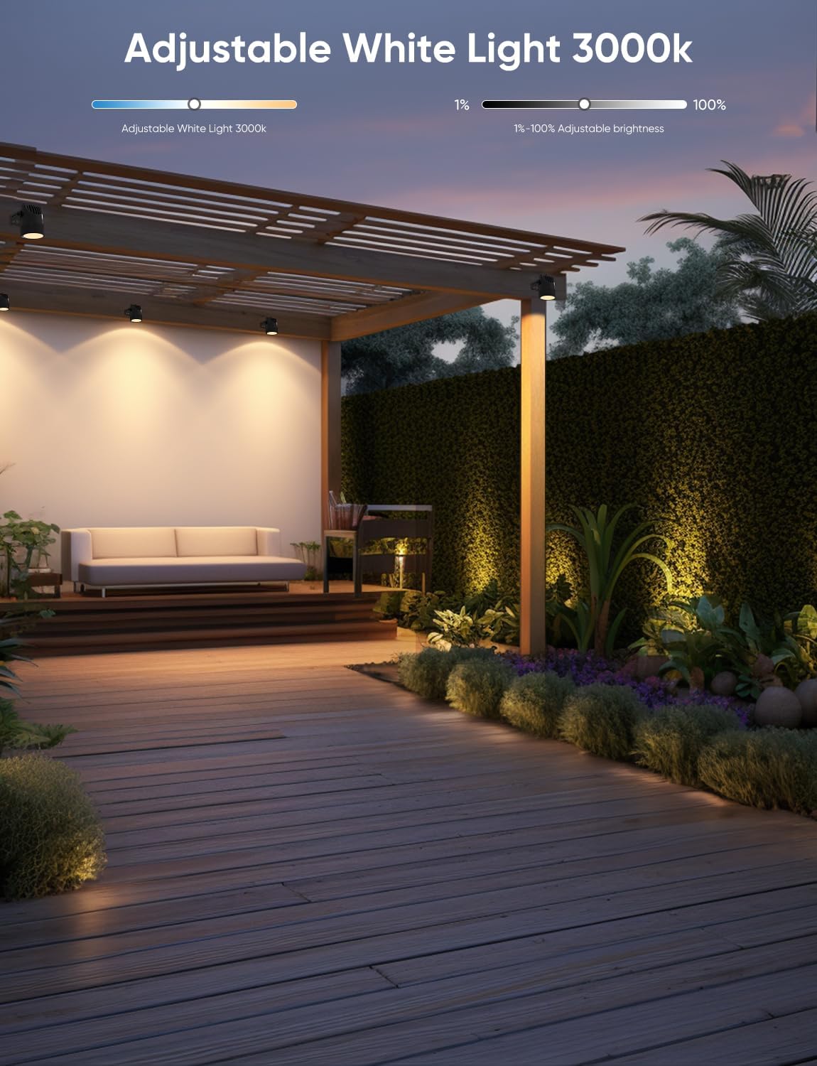 Spot Lights Outdoor, RGBW Low Voltage Landscape Lighting, Color Changing Uplighting Spotlights with App, IP65 Waterproof LED Outdoor Lights for Garden Yard Outside Decoration, 4 Pack