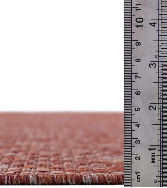 Unique Loom Collection Casual Transitional Solid Heathered Indoor/Outdoor Flatweave Area Rug (13' Round, Rust Red/Beige)