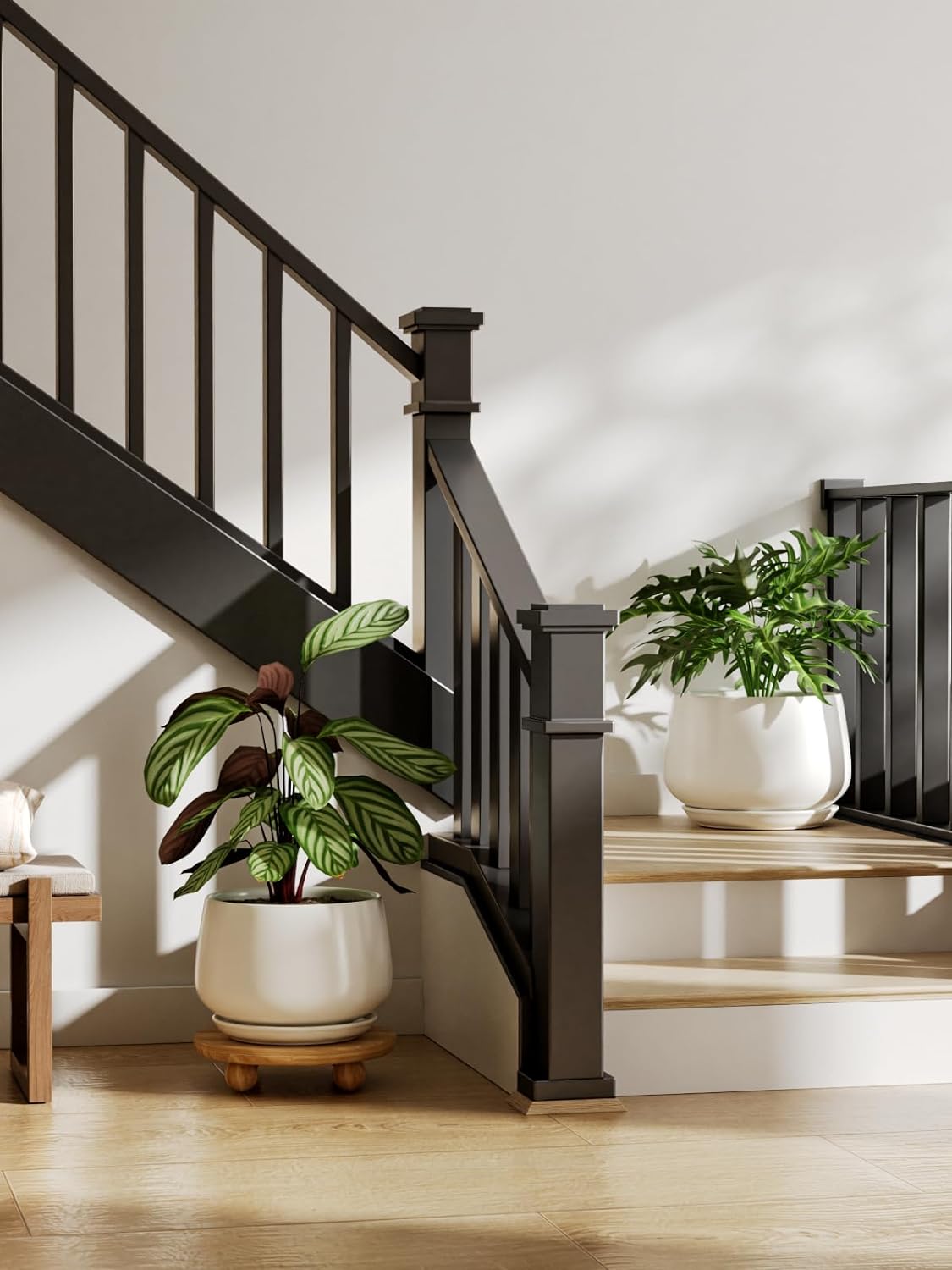 LE TAUCI Ceramic Planter, 10 Inch Plant Pot with Drainage Hole & Saucer – Durable Indoor Planter for Modern Home Decor, White