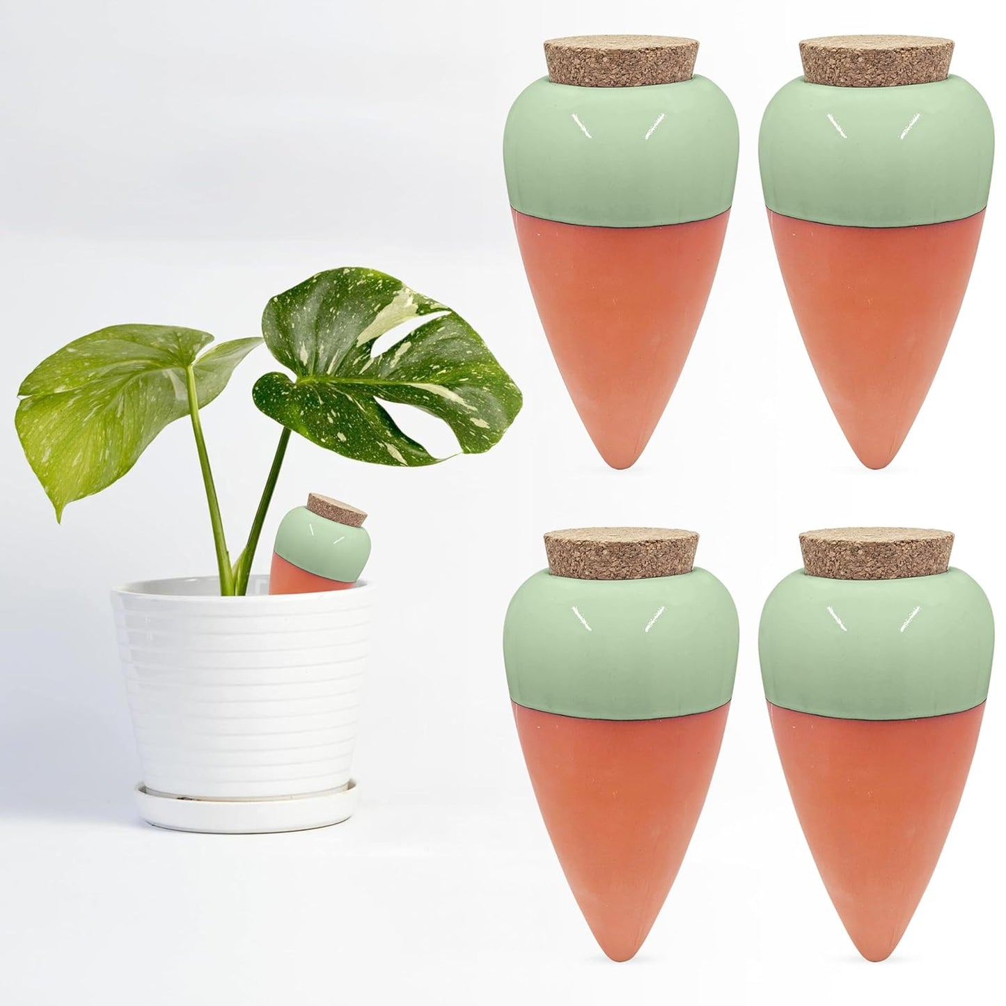 Plant Watering Globes - Olla Terracotta Watering Spikes - Hold 16 Ounces - Olla Water System for Plants - Self Water Method - Slow Releaese Drip Irrigation Terracotta Stakes