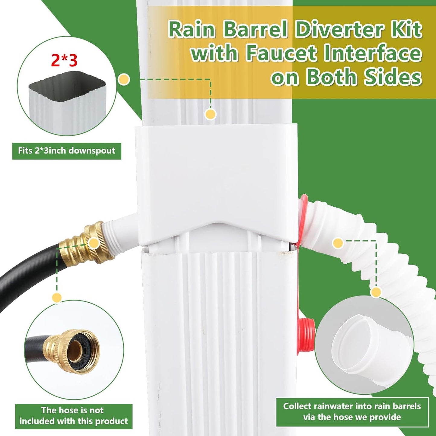 Rain Barrel Diverter Fits for 2"x3"Downspout,Rainwater Collection System,Rain Barrel Diverter Kit to Direct Water into Rain Barrel
