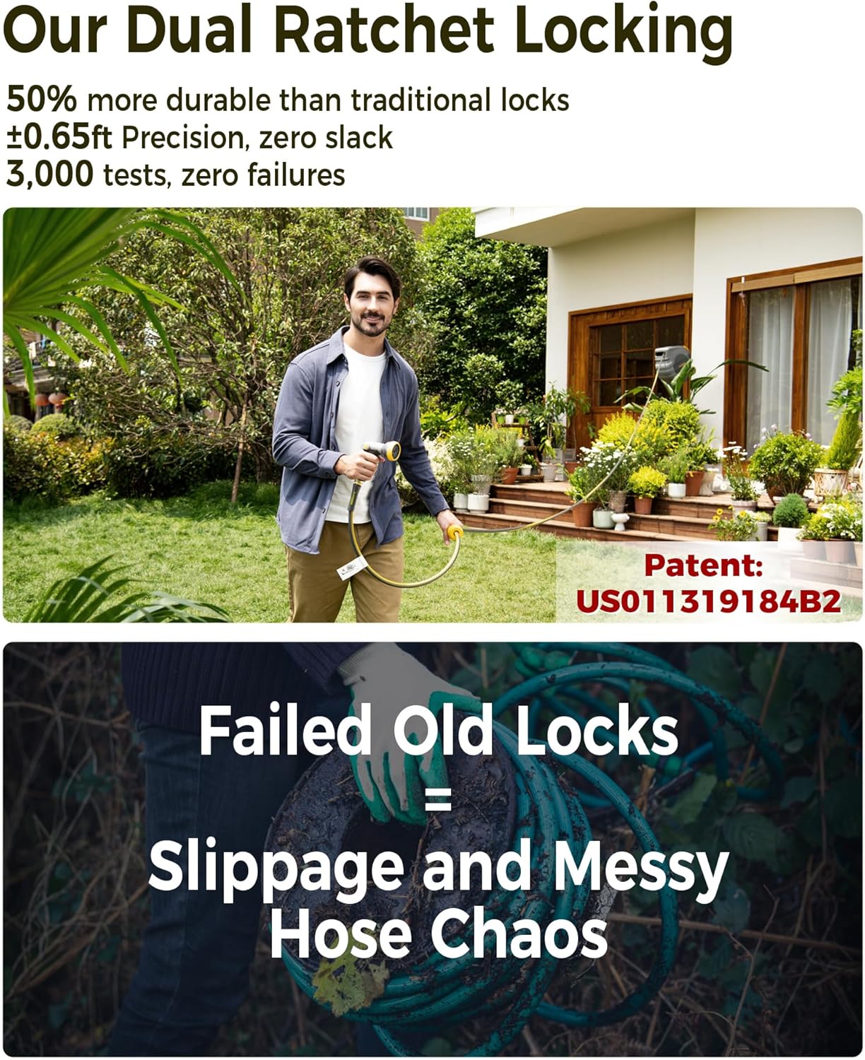 Retractable Garden Hose Reel 1/2 in x 85 ft Upgraded UV Resistant Heavy Duty Automatic Hose Reel Wall Mount 3/4 in Brass Fitting 9 Pattern Nozzle Any Length Lock Slow Retraction