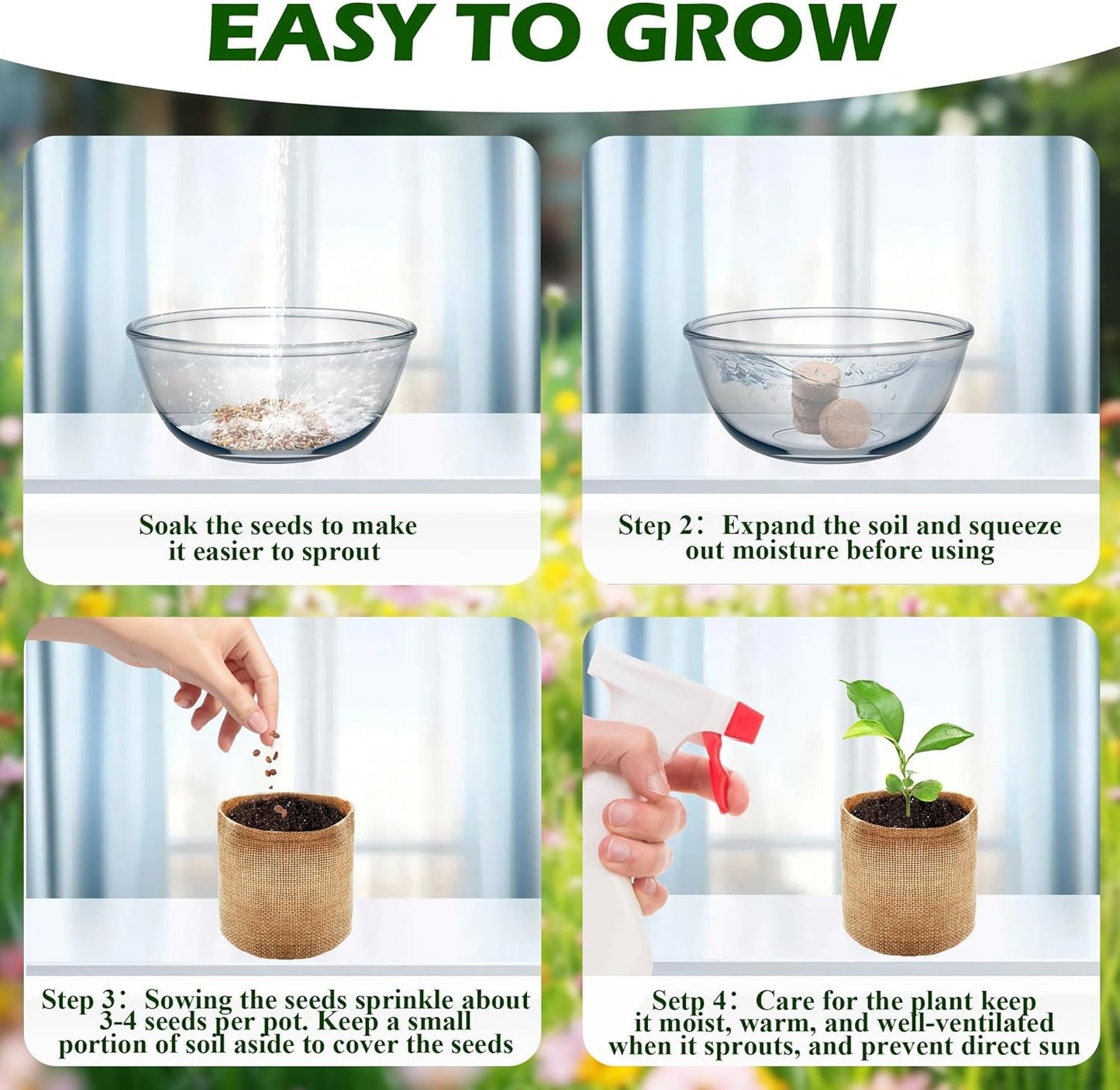 Bonsai Tree Kit, Wooden Bonsai Starter Kit, Coolrunner Bonsai Tree Starter Kit, Mini Bonsai Plant Growing Kit with Seeds Packets, Soil Discs, Jute Bags, Plant Markers, Gardening Tools etc (No Seeds)