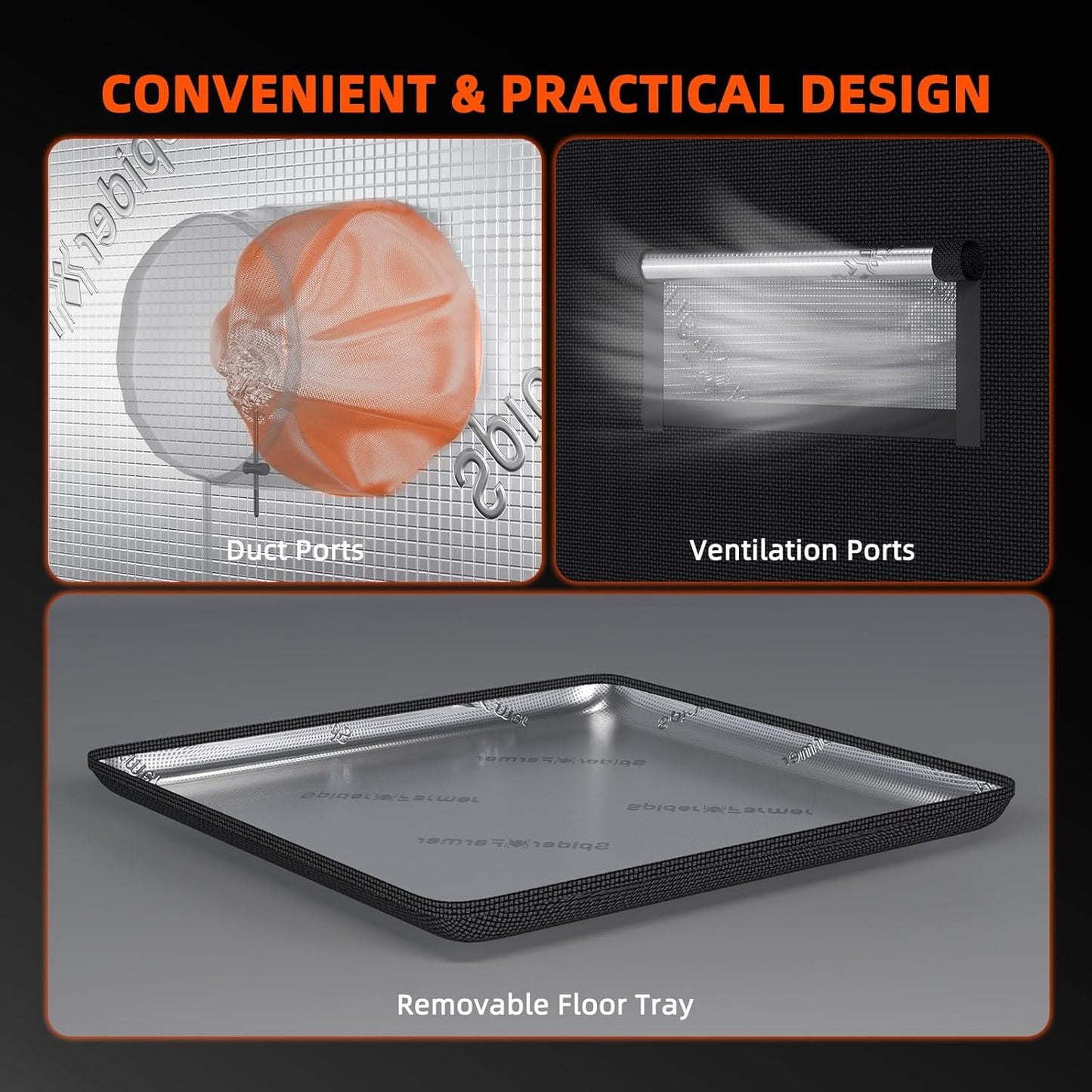 Spider Farmer 2x2x6 Grow Tent Pro-Grade, 24"x24"x72", with Removable Floor Tray, 1680D Thicken Mylar Canvas, 2x2 for Indoor Hydroponic Growing for SF1000, SE1500, G1500