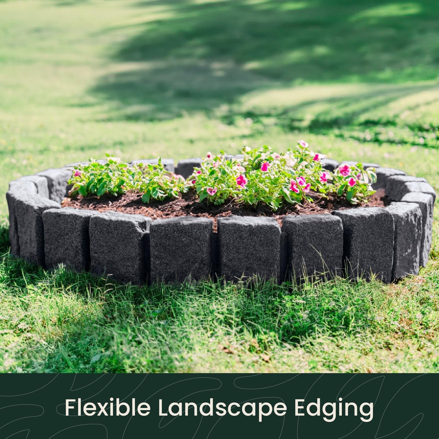 Beuta Landscape Edging | Garden Edging Border | Faux Stone Block XL for Lawn Edging, Flower Beds & Yard Edging – 40 Pack | Each Section Has 6 Blocks 48" L x 4" W x 9.5" H | 120 Spikes | Charcoal