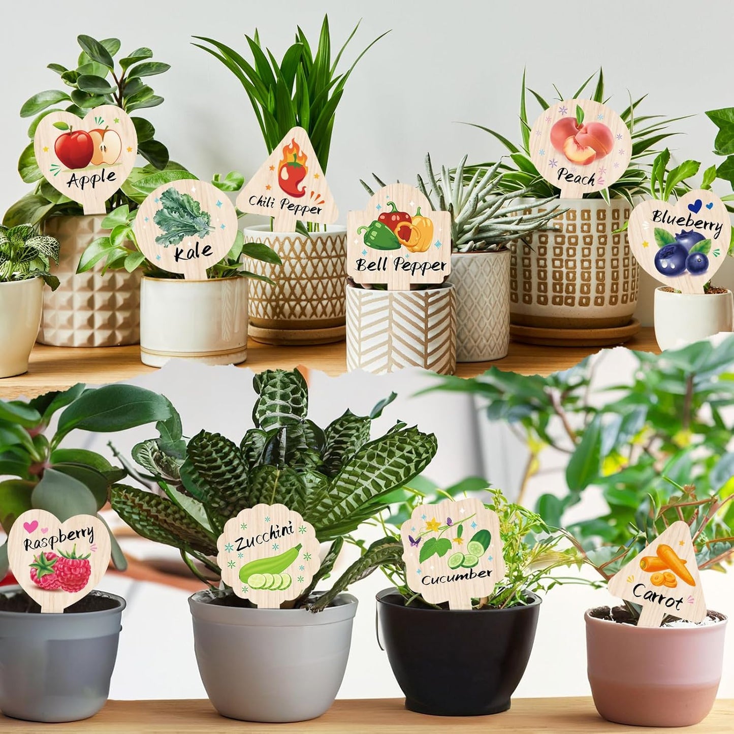 Vegetable Plant Label - 15PACK Garden Markers, Fruit Plant Labels for Outdoor Garden Waterproof, Plant Tags with Names, Indoor Patio Tags for Succulent Flowers Greenery Seedling