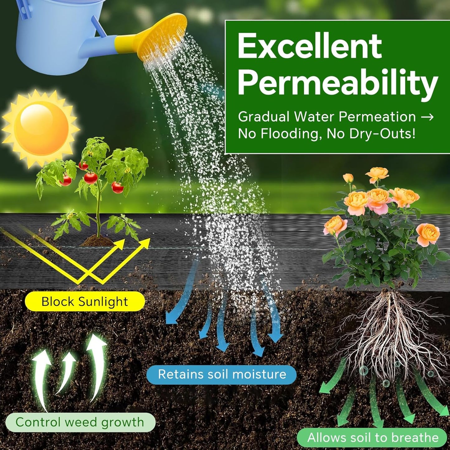 Weed Barrier Landscape Fabric Heavy Duty,3.2 OZ Premium Garden Weed Blocker Fabric for Weed Control, Plastic Ground Cover with Woven Weed Cloth,Durable Landscaping Fabric (2.8 X 50FT)