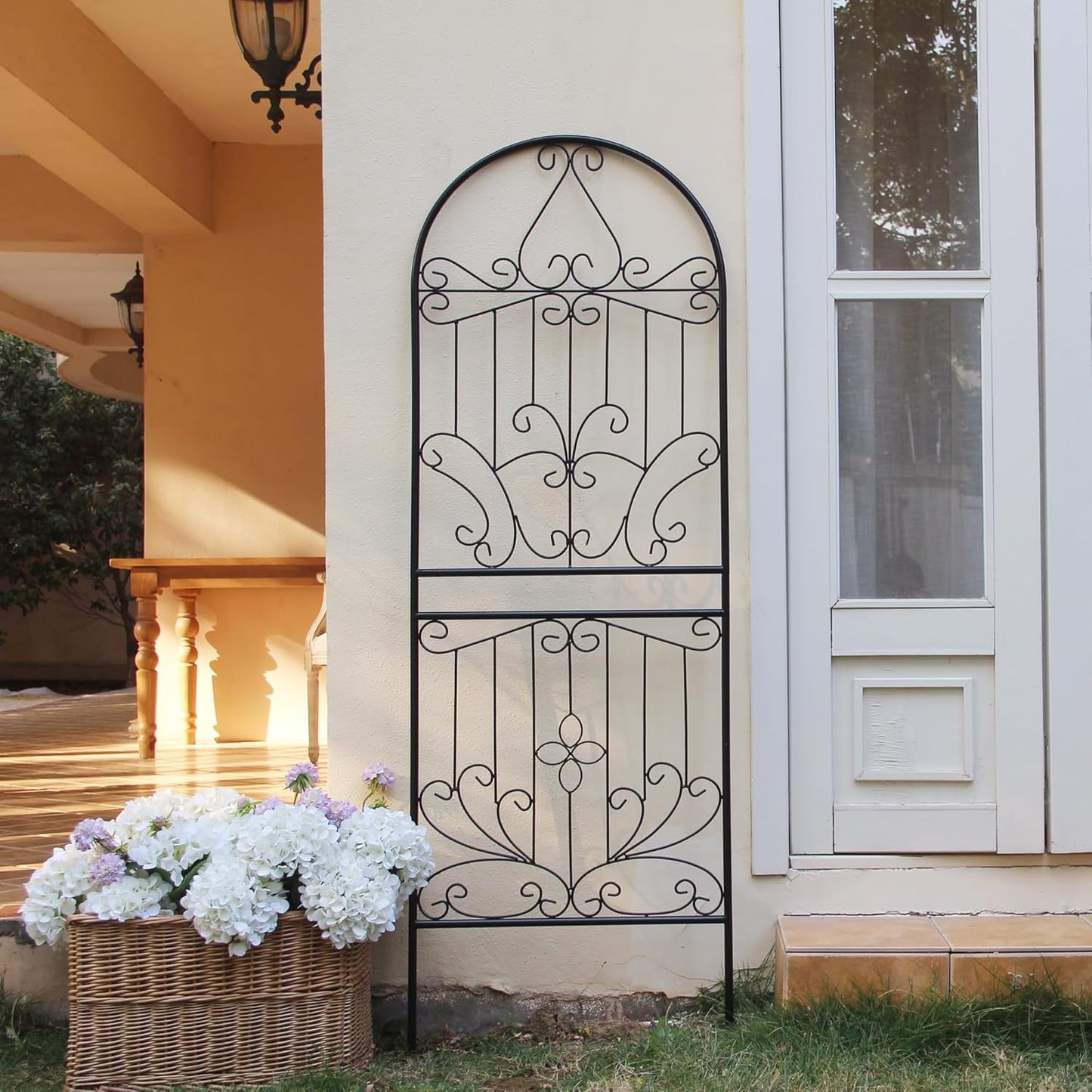 SCENDOR Trellis for Climbing Plants 70.8" H x 24.5" W Metal Iron Outdoor Wall Panel for Vines Flowers Elegant Garden Accent Decorative Structure 1 Pack