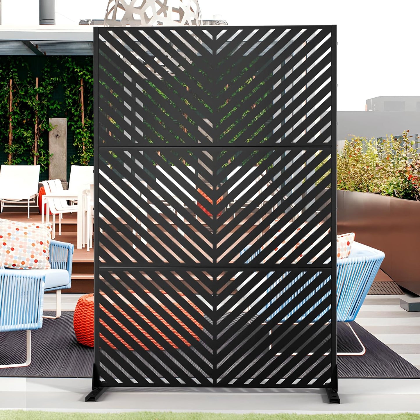 Outdoor Privacy Screen,72" H×47" W Metal Privacy Screen, Freestanding Privacy Fence Panels for Patio