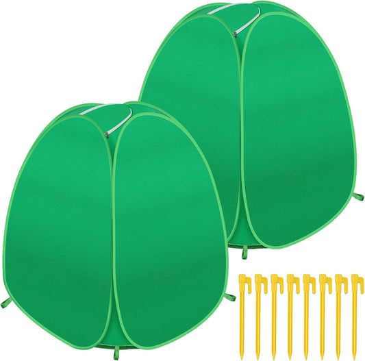 2 Pack Plant Covers Freeze Protection, Pop Up Shrub Frost Covers for Outdoor Plants Warm Plant Protectors Tent for Winter Protecting Fruit Potted Plants and Shrub from Freezing Animals Eating(22x22x23