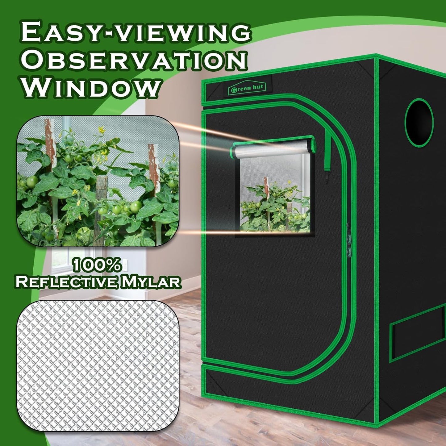 Indoor Grow Tent for Plants 36"x60"x78" Mylar Hydroponic Grow Tents Indoor Grow Room for Plant Fruit Flower Veg with Removable Waterproof Floor Tray