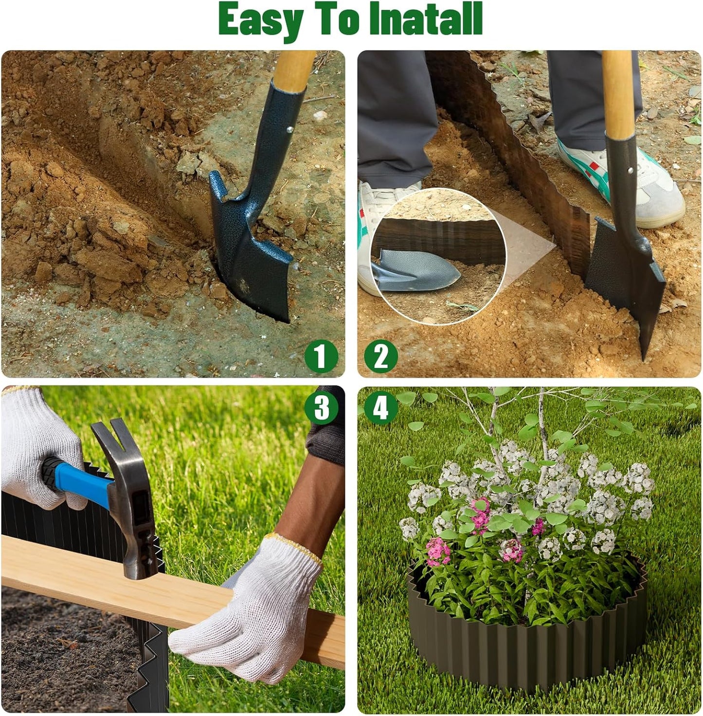 SnugNiture Corrugated Metal Garden Edging,12" x 20' Sturdy Lawn Edging Border,Landscape Edging Border for Lawn, Flower Bed,Garden and Yard