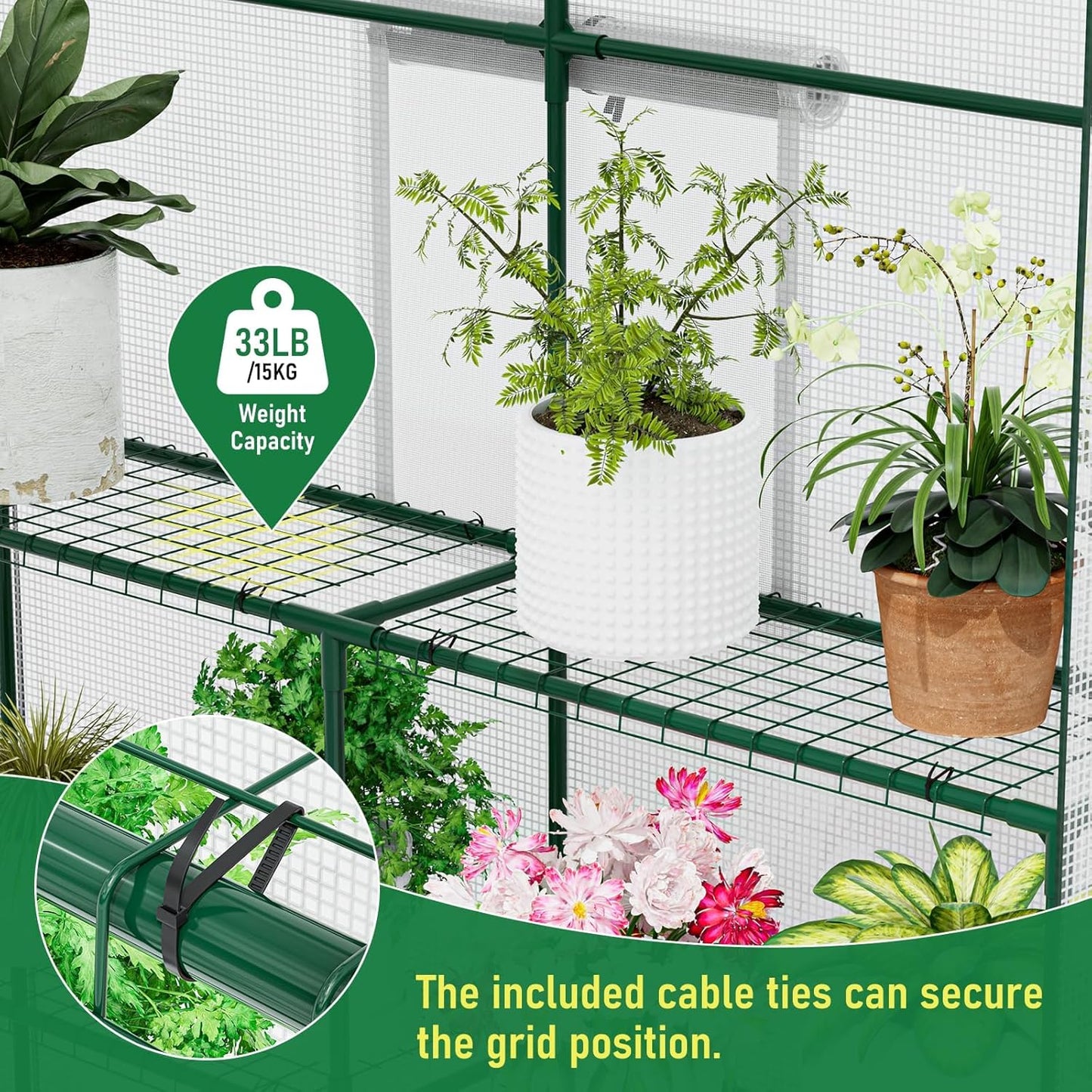 56×56×78Inch Walk-in Greenhouse, Heavy Duty Small Plant House with Thicken PE Cover and Steel Frame, for Garden, Outdoors, Indoors, White