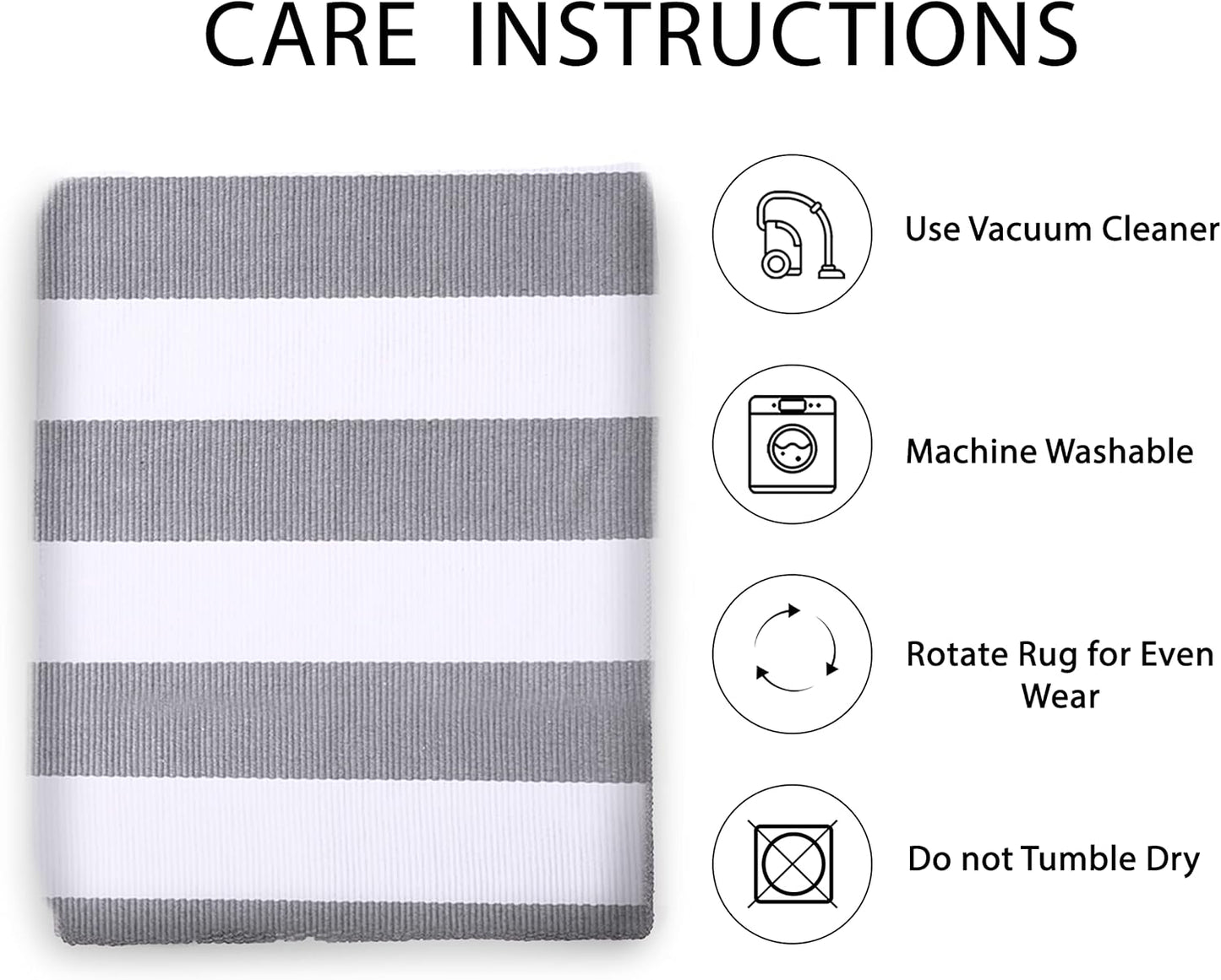 IOHOUZE Grey White Striped Rug -3X5 Front Door Mats Outdoor,Washable Rug for Front Porch Decor,Spring Summer Welcome Mats Outdoor Indoor, Doormat for Farmhouse/Entryway/Home Entrance