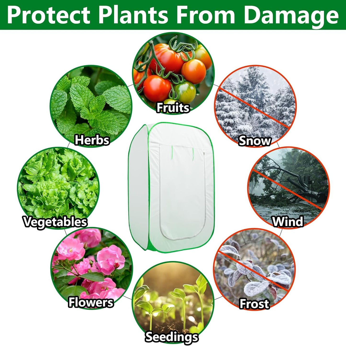 35 x 35 x 59 Inch Pop Up Winter Frost Plant Cover, Gardening Plants Freeze Protection Tent, Warm Plant Protector Enclosure for Snow Frost Protection Indoor & Outdoor