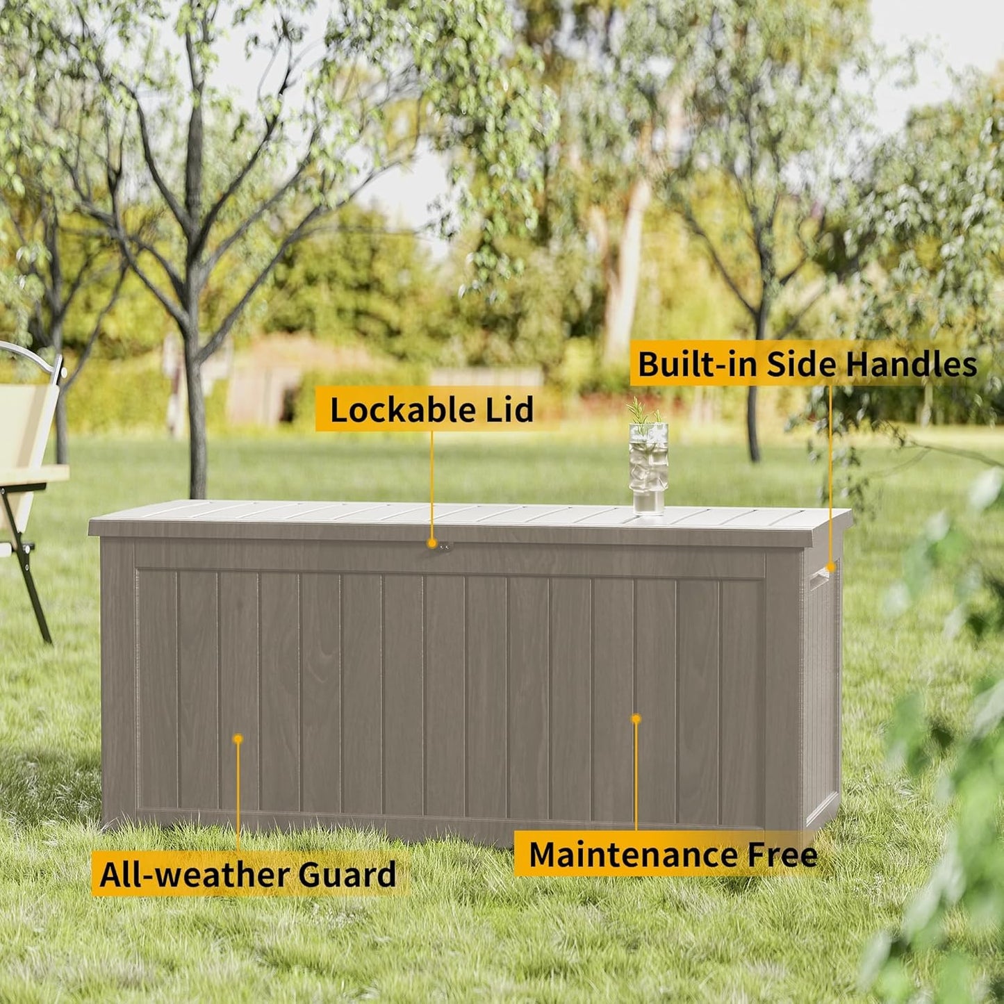 270 Gallon Heavy Duty Outdoor Storage Box - Extra Large Package Protection for Outside Deliveries, Patio Storage Bench & Resin Deck Chest with Lock, UV-Resistant, Slate Grey