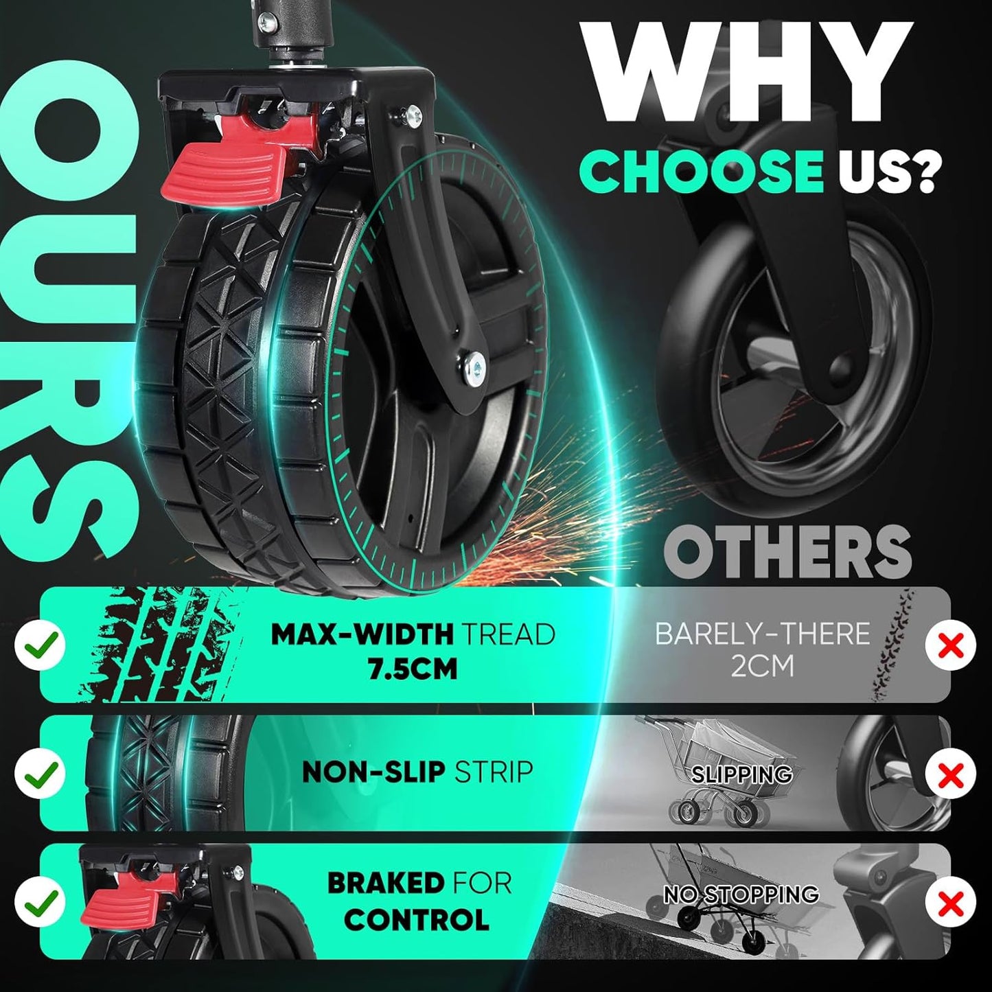 Collapsible Wagon Cart with Big All-Terrain Beach Wheels, Foldable Heavy Duty Wagons with Cup Holders, Utility Carts for Camping, Garden, Outdoor, Grocery, Sports. Black