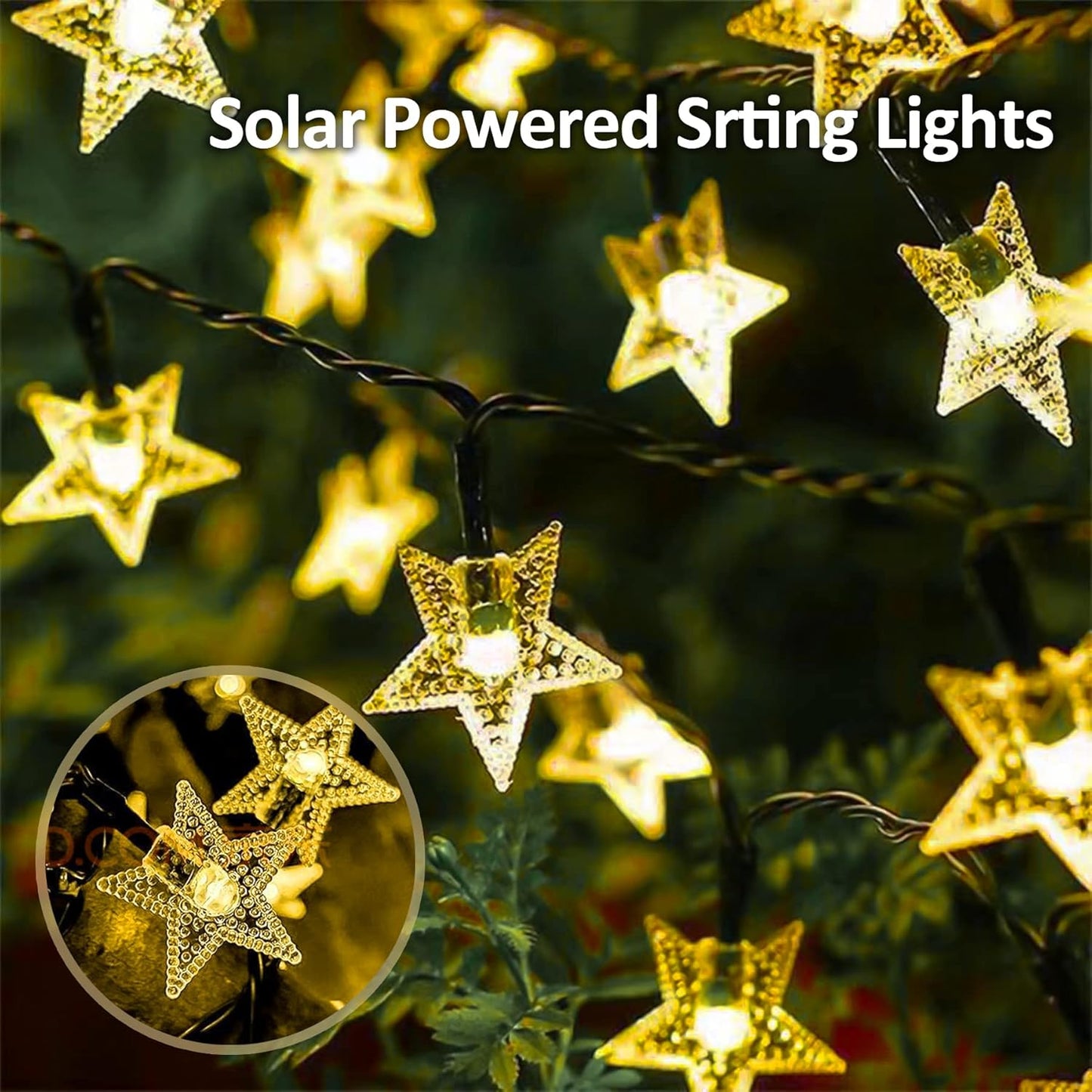 Twinkle Solar Star String Lights Outdoor Waterproof Fairy Lights 39FT 100 LED with 8 Lighting Modes for Camping Garden Wedding Party Tree Holidays Backyard Patio(Warm White)