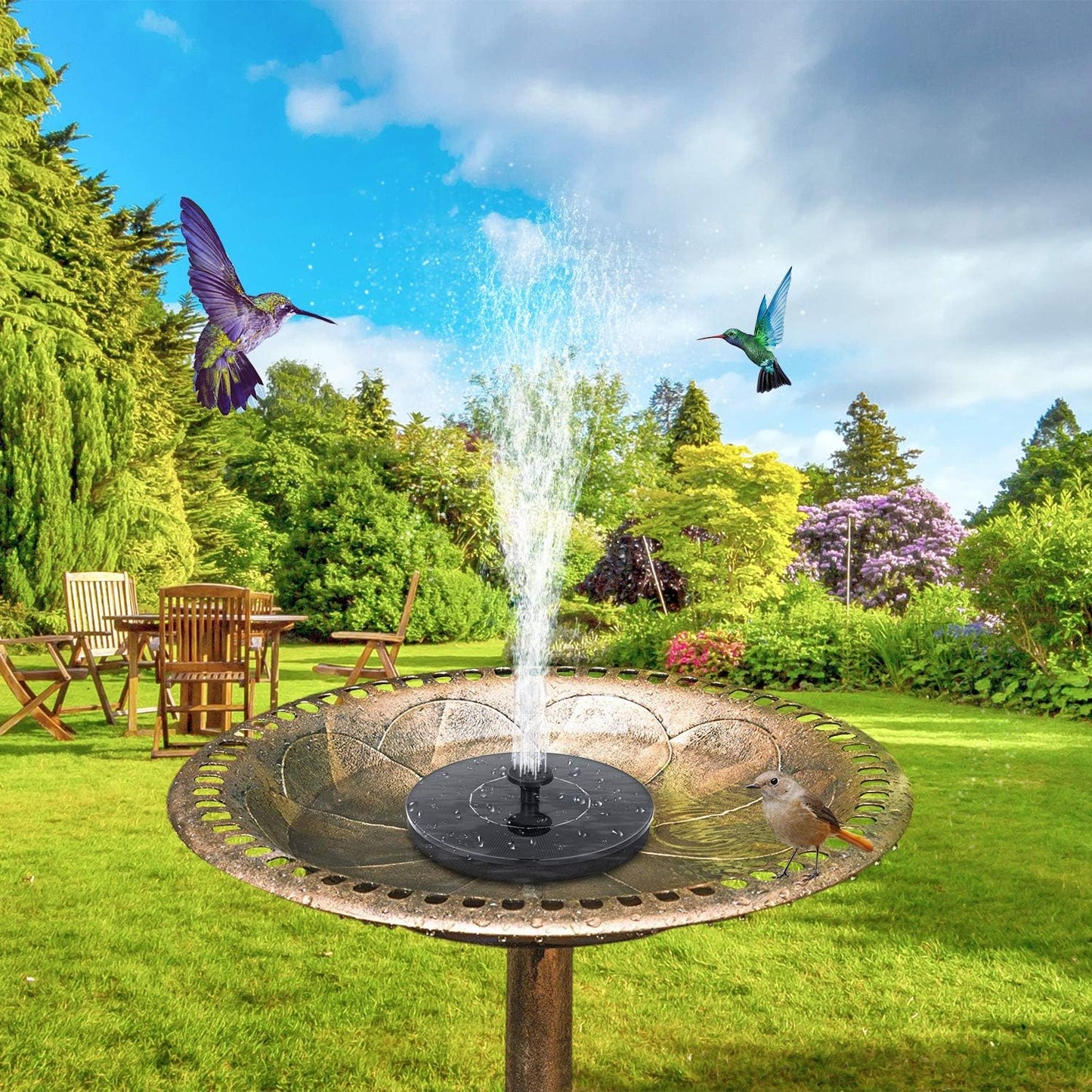 Mademax Solar Bird Bath Fountains Pump, Upgrade 1.4W Solar Fountain with 6 Nozzle, Free Standing Floating Solar Powered Water Fountain Pump for Bird Bath, Garden, Pond, Pool, Outdoor