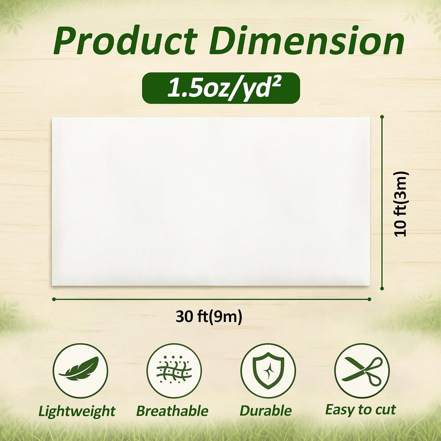 Gardzen 1.5 oz Plant Covers Freeze Protection, Reusable 10ft x 30ft Floating Row Covers, Thicker Frost Blankets for Outdoor Plants, Pests Protection, White