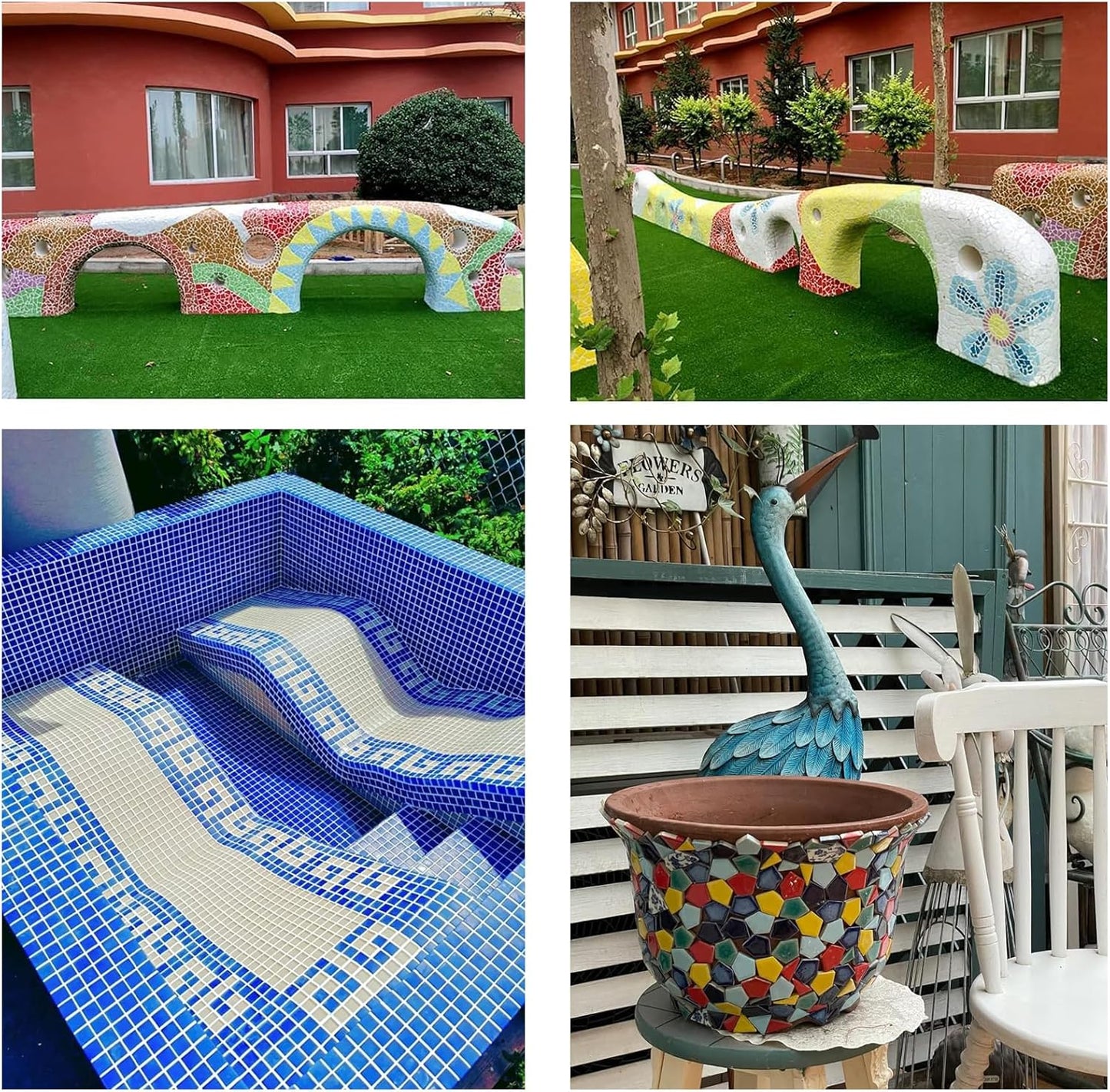 50 Pieces Purple Red Mosaic Tile for Crafts 1" Ceramic Tile Assorted Colors Square Ceramic Mosaic Project Supplies for Photo Frame Mosaic Stepping Stones Bath Old Pool Furniture Decor