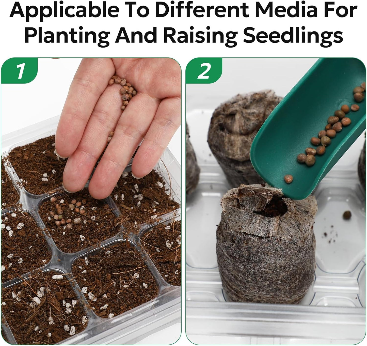 MIXC 10 Packs Seed Starter Tray Seed Starter Kit with Humidity Dome (120 Cells Total Tray) Seed Starting Trays Plant Starter Kit and Base Mini Greenhouse Germination Kit for Seeds Growing Starting