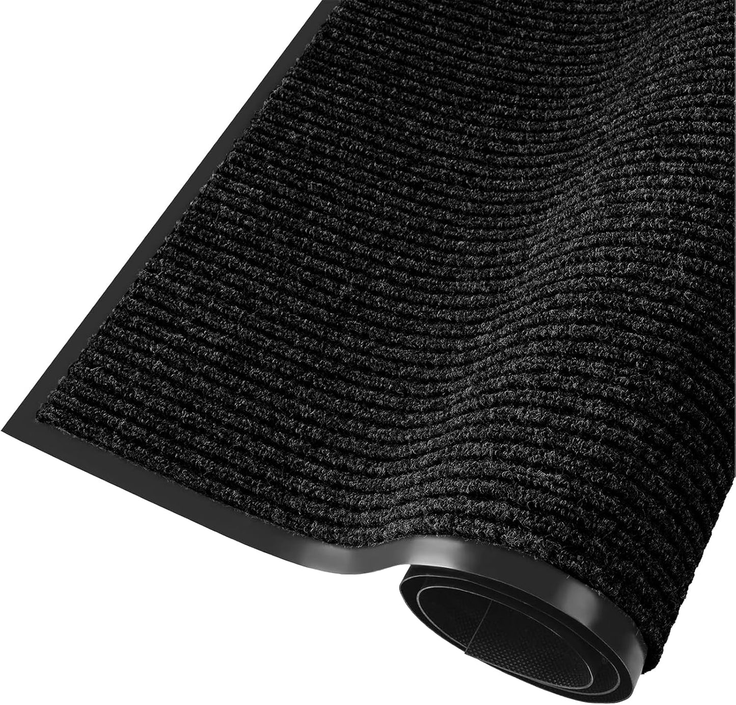 fani Heavy Duty Large Outdoor Indoor Entrance Black Doormat Waterproof Low Profile Entrance Rug Front Door Mat Patio Anti-Skid Rubber Back, 35x72 inch (Black)